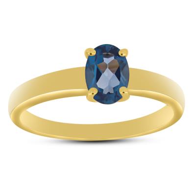 BUY 14K GOLD WITH LONDON BLUE TOPAZ SINGLE STONE RING